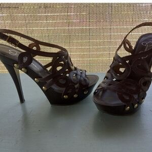 Brown Open Toe Pumps by Jessica Simpsom